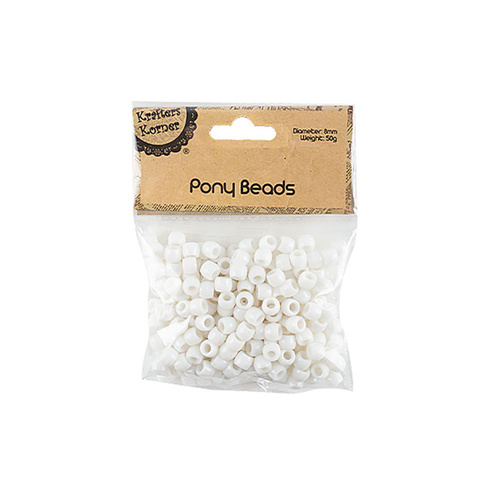 Pony Beads 50gm White KK
